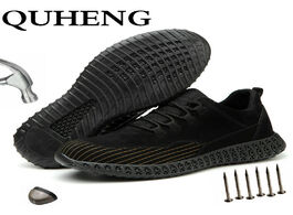Foto van Schoenen quheng 2020 men s outdoor mesh light breathable safety sneakers puncture proof lightweight 