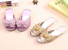 Foto van Baby peuter benodigdheden bow knot bling low heel slippers casual girls party wedding leather shoes 
