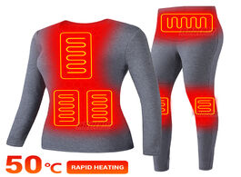 Foto van Sport en spel winter thermal underwear women electric heated usb battery powered s ski suit heating 