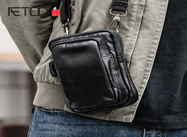 Foto van Tassen aetoo men s slanted bag mini shoulder small hanging leather retro mobile phone multi function