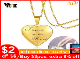 Foto van Sieraden vnox personalized heart locket pendant for women men photo frame necklaces stainless steel 