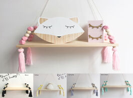 Foto van Huis inrichting colorful beads tassel wood wall shelf clapboard decoration nordic style children roo