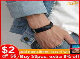 Foto van Sieraden vnox customized black bracelets for men stainless steel braided texture rubber silicone ban