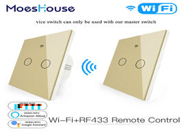 Foto van Woning en bouw wifi rf433 transmitter wall panel smart glass touch switch 1 2 3 gang remote control 