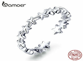 Foto van Sieraden bamoer real 925 sterling silver design starfish stackable finger rings for women adjustable