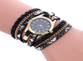 Foto van Horloge ladies quartz watch bohemian style fashion hot sale hand woven leather bracelet multicolor g