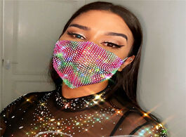 Foto van Sieraden ins sparkling colorful rhinestone mesh bottom hollow mask jewelry for women party crystal b