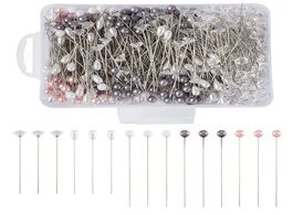 Foto van Sieraden 500pcs box iron head pins sewing with acrylic imitation pearl plastic round beads mixed col