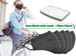 Foto van Beveiliging en bescherming 5pcs mesh adult mask with 10pcs filters reusable mouth cloth caps washabl