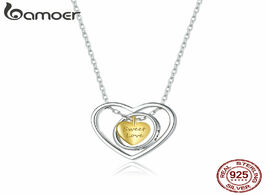Foto van Sieraden bamoer genuine 925 sterling silver geometric heart triple pendant necklace for women lover 