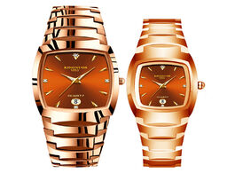 Foto van Horloge fashion tungsten steel couple watch luxury brand gold female watches creative square lover w