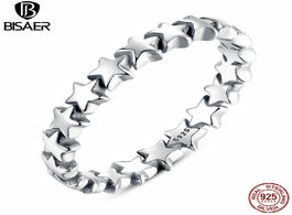Foto van Sieraden bisaer 100 925 sterling silver star to stackable finger rings for women wedding engagement 