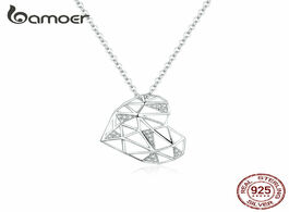 Foto van Sieraden bamoer sterling silver 925 heart pendant necklace for women fashion design deconstruction p