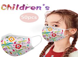 Foto van Beveiliging en bescherming 50pc lovely print kids face mask disposable 3 ply ear loop fashion mascar