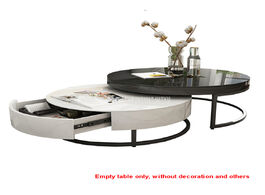 Foto van Meubels modern simple telescopic tea table creative personality black and white circle irregular des