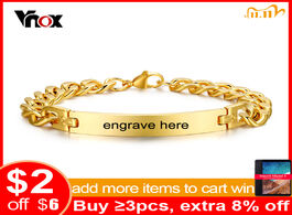 Foto van Sieraden vnox stainless steel mens id bracelets bangle gold color curb link chain spring closure cus