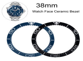 Foto van Horloge universal 38mm watch face ceramic bezel insert cover watches replace accessories black blue 