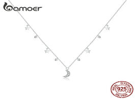 Foto van Sieraden bamoer authentic 925 sterling silver white moon star pendant necklace for women chain link 