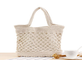 Foto van Tassen 33x25cm ins new solid color cotton hand crochet bag trend female natural style handbag vacati