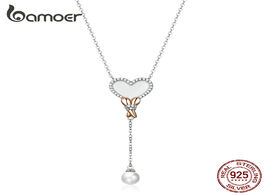 Foto van Sieraden bamoer genuine 925 sterling silver white shell heart balloon necklace for women chain neckl
