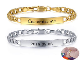 Foto van Sieraden personalize custom baby bracelet gold silver color figaro link name birth id bangle girls b