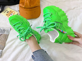 Foto van Schoenen 2020 women sneakers white green casual shoes thick sole tennis chunky platform basket femme