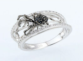 Foto van Sieraden 2020 new arrival creative 925 silver spider ring sparking white black zircon inlaid animal 