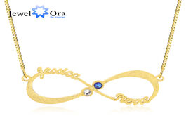 Foto van Sieraden personalized infinity nameplate necklace with 2 birthstones women custom made letter pendan