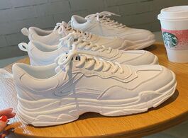 Foto van Schoenen white women shoes new chunky sneakers for lace up vulcanize casual fashion dad platform bas