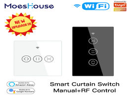 Foto van Woning en bouw us eu wifi rf433 smart touch curtain roller blinds motor switch tuya life app remote 