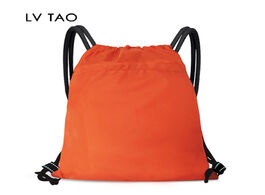 Foto van Tassen folding drawstring backpack bags with carabiner and safety buckle sports cinch sack string st
