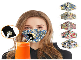 Foto van Beveiliging en bescherming adult women protect dustproof cotton face mask drinking with hole for str
