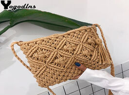 Foto van Tassen fashion woven shoulder bags straw summer women weave crossbody beach travel handbag female ba