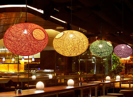 Foto van Lampen verlichting modern rattan pendant lights hand woven hanging lamp restaurant living room kitch