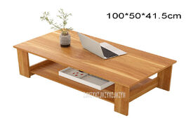 Foto van Meubels 100cm rectangular modern simple wood tea table 2 layer sofa side bedside wooden leisure fash