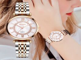 Foto van Horloge luxury crystal women bracelet watches top brand fashion diamond ladies quartz watch steel fe