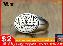 Foto van Sieraden vnox personalized mens signet ring leviathan cross stamp stainless steel chunky fraternal r