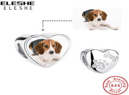 Foto van Sieraden eleshe pet dog paw print crystal charm bead 925 sterling silver custom photo heart fit orig