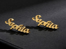 Foto van Sieraden 1 pair personalized custom name earrings for women customize initial cursive nameplate stud