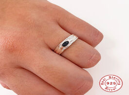 Foto van Sieraden canner black stone zircon real 925 sterling silver simple style open ring for women exquisi