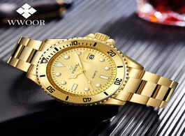 Foto van Horloge wwoor gold watch men 2020 luxury golden full steel sport quartz watches for luminous waterpr
