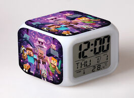Foto van Speelgoed 2020 minecraft creative alarm clock digital change color led night light cartoon kid room 