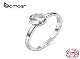 Foto van Sieraden bamoer basic clear zirconia finger ring 925 sterling silver minimalist women engagement wed