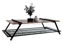 Foto van Meubels nordic retro coffee table minimalist creative living room wrought iron and wood square japan