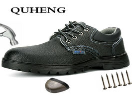 Foto van Schoenen quheng plus size men s steel toe cap protective work boots shoes non slip mid sole construc