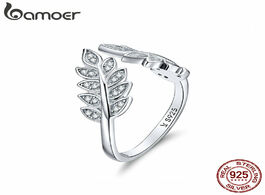 Foto van Sieraden bamoer fashion jewelry leaf open finger rings for women 925 sterling silver statement enage