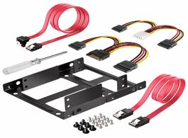 Foto van Computer 2x 2.5 inch ssd to 3.5 internal hard disk drive mounting kit bracket sata data cables and p