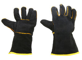 Foto van Gereedschap heavy duty welding protective gloves 1 pair welders leather cowhide black mig soldering 