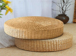 Foto van Meubels 40x7.5cm natural straw weaving round pouf tatami cushion floor cushions meditation yoga mat 