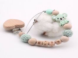 Foto van Baby peuter benodigdheden new pacifier holder wood clips personalised name colorful bead dummy clip 